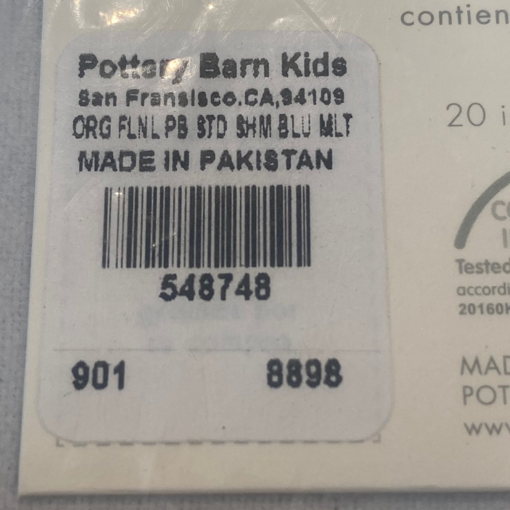 Pottery Barn Kids Pillow Sham Kids Standard Blue NEW Organic Flannel Polar Bear - Picture 6 of 6